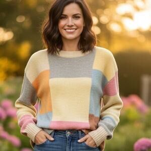 Prego Vintage Colorblock Shetland Wool Blend Sweater